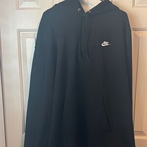 NWT Nike Men's Pullover Black Hoodie with White Logo